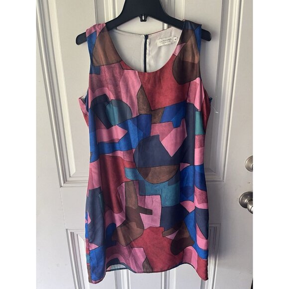 Lili Sidonio Molly Bracken Cubism Art Deco Colorful Shift Dress Size Medium - Picture 2 of 8